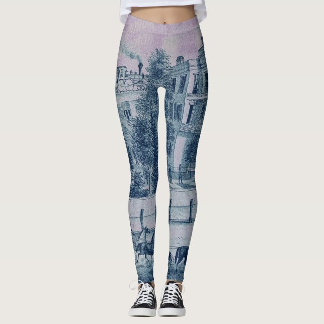 Leggings Bicicleta de trenes Country Charm Horses 1871 Lito (Anverso)