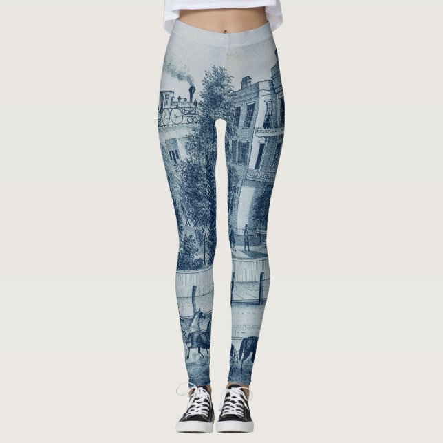 Leggings Bicicleta de trenes Country Charm Horses 1871 Lito (Anverso)