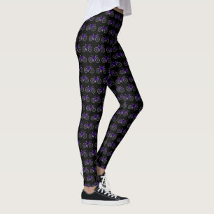 Leggings Bicicletas púrpuras en negro