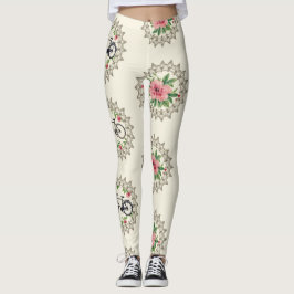 Leggings Bicycle Floral Mandalas Seamless Pattern