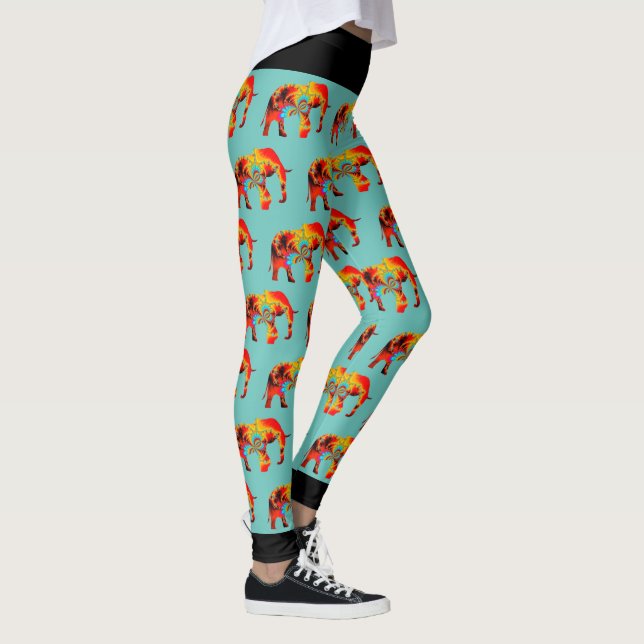 Leggings Bienestar animal - Fractal de silueta elefante 1 (Derecha)