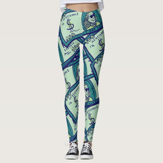 Leggings Billetes en dólares: Patrón de dinero sin pérdidas (Anverso)