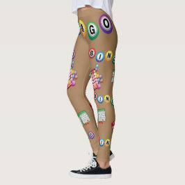 Leggings BINGO Balls Brown BKGD LeggD
