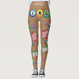 Leggings BINGO Balls Brown BKGD LeggD