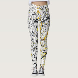 Leggings Black and gold ink strokes