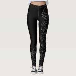 Leggings Black and White Contrast Line