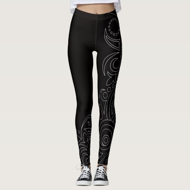 Leggings Black and White Contrast Line (Anverso)