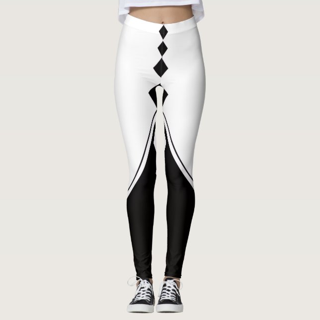 Leggings Black and White Geometric Diamonds (Anverso)