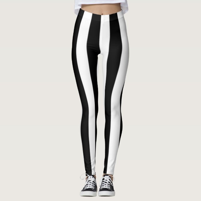 Leggings Black  and white stripes  flip flops (Anverso)