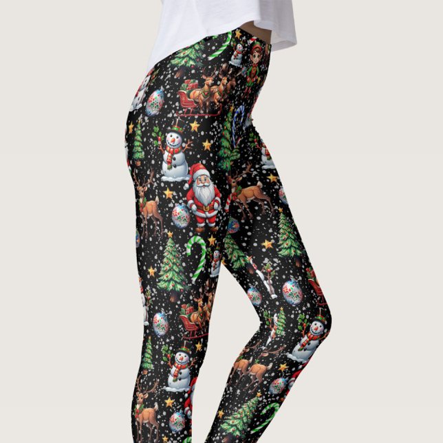 Leggings Black Background Christmas Decorative Pattern (Subido por el creador)