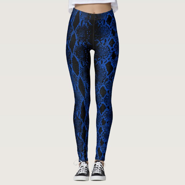 Leggings Black Blue Snake Skin (Anverso)