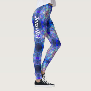 Leggings Black Blue Star Nombre personalizado Leyendas Vidr