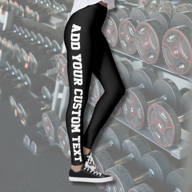 Leggings Black Bold Personalized Custom Text Vertical  (Subido por el creador)