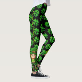 Leggings Black & Green 4 Leaf Clover de San Patricio