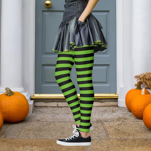 Leggings Black & Green Stripe Witch Halloween (Subido por el creador)