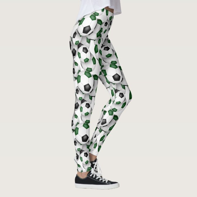 Leggings black green team colors soccer balls pattern (Derecha)