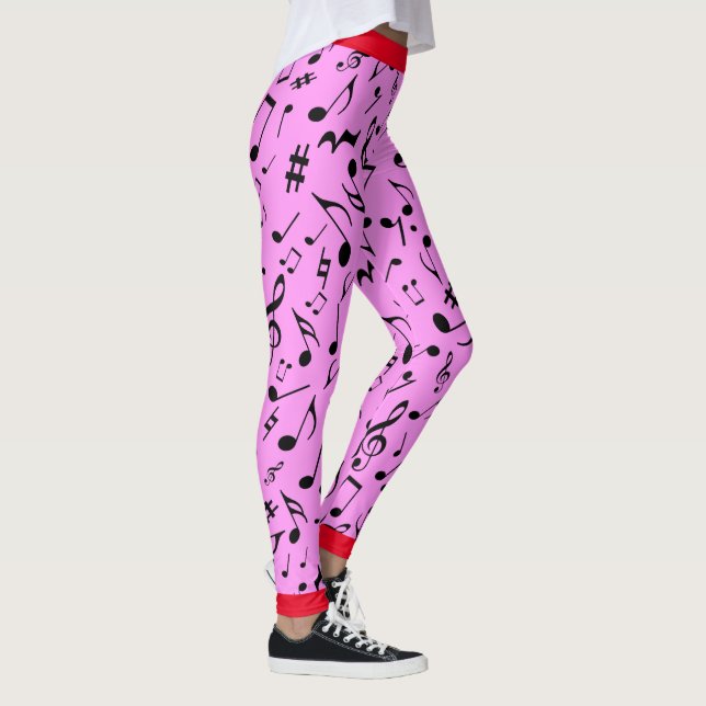 Leggings Black Music Notes on Pink (o Tu Col) (Derecha)