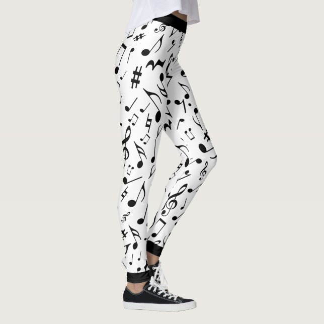 Leggings Black Music Notes on White o Your Col (Derecha)