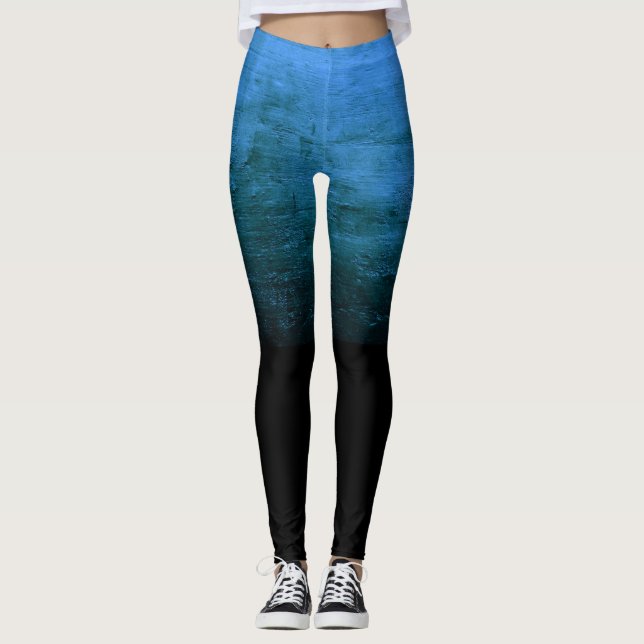 Leggings Black Ombré Distressed Texture - Blue (Anverso)