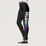 Leggings Black Ombré Run Active Sports<br><div class="desc">Estas leggings deportivas negras presentan un eslogan blanco de tipografía "RUN" con franjas de bloques de ombré azules y púrpura que recorren la longitud de cada pierna. El diseño, sencillo y a la última, es perfecto para el gimnasio, el yoga, el baile y las actividades de puesta en forma. Los...</div>