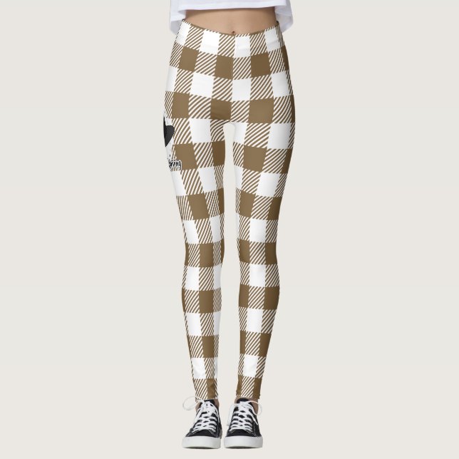 Leggings Black Pilgrim Hat on Brown Plaid - Thanksgiving (Anverso)