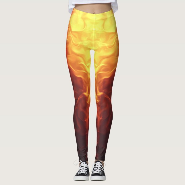 Leggings Black Red Yellow Ombre Flames (Anverso)