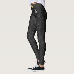 Leggings Black Stonewashed Denim Jeans Monograma personaliz