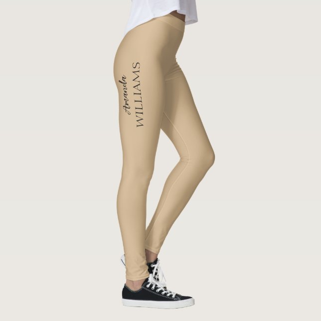 Leggings Black Trendy Elegant First Name | Tan Brown (Derecha)
