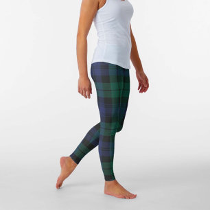 Leggings Black Watch Plaid Green Blue Scotartan