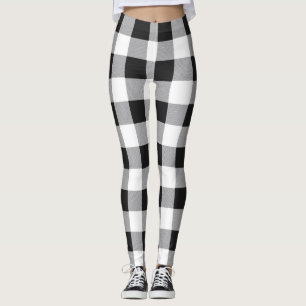 Leggings Black White Buffalo Gingham Check Plantó La Fiesta