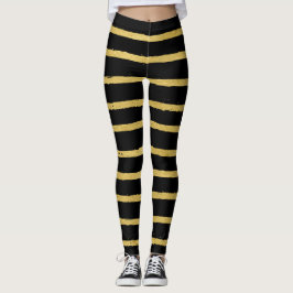 Leggings Black y Gold Striped modernos