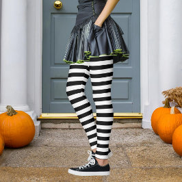Leggings Black & Your Color Stripe Witch Halloween