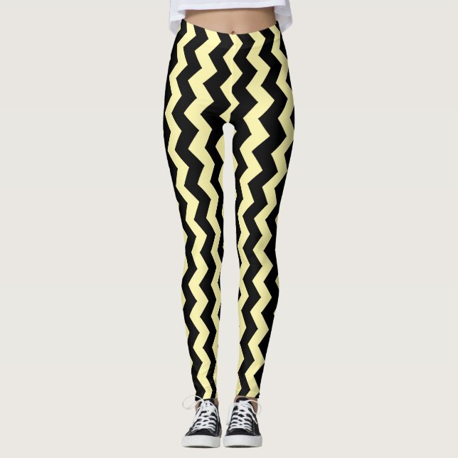 Leggings Black Zigzag Design You Choose Background Colour (Anverso)