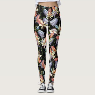 Leggings Bladder Campion Bells: Floral acuarela