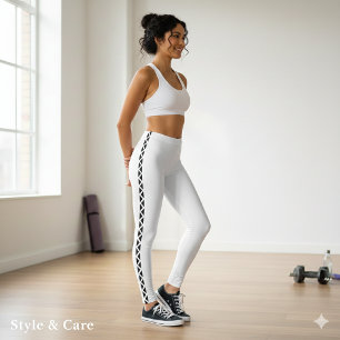 Leggings Blancas Clásicas con Franja Lateral Negra