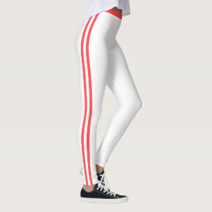 Leggings Blancas con Raya Lateral Roja - Elige Col
