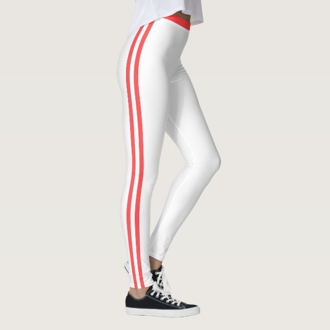 Leggings Blancas con Raya Lateral Roja - Elige Col (Derecha)