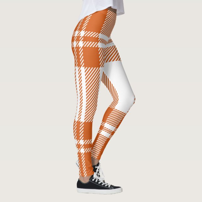 Leggings Blanco anaranjado de moda de la tela escocesa de (Derecha)