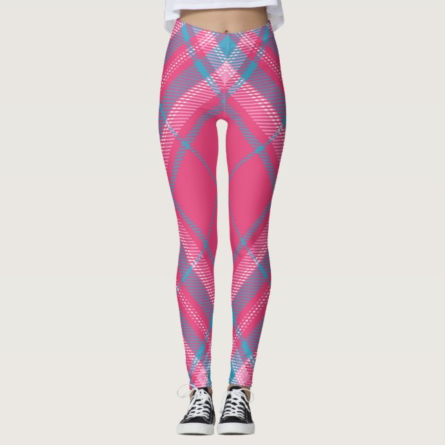 Leggings Blanco azul rosado diagonal de moda de la tela (Anverso)