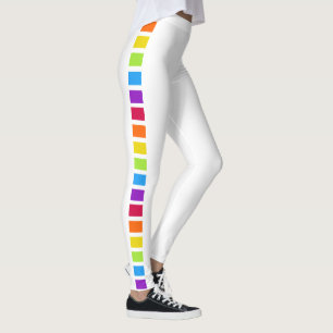 Leggings Blanco brillante arcoiris colorido