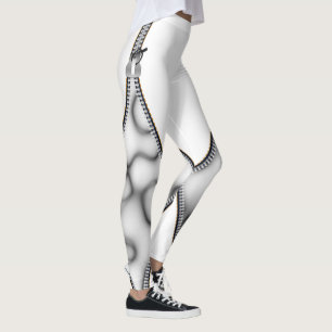 Leggings blanco con cortes de cremallera