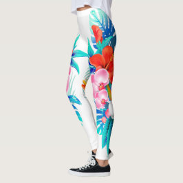 Leggings Blanco con flores tropicales