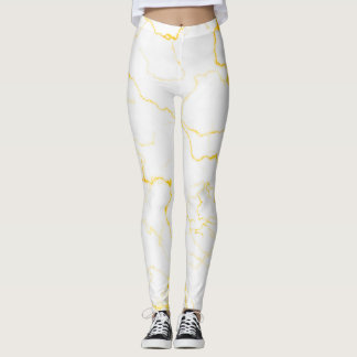 Leggings Blanco con motivos de mármol de Relieve metalizado