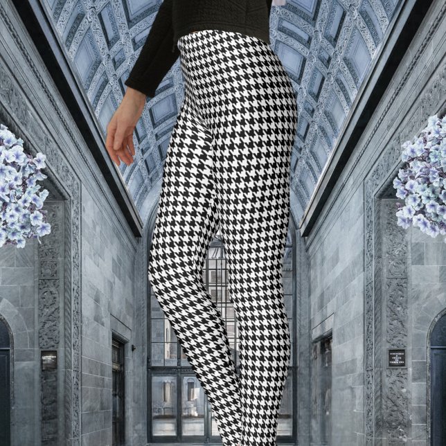 Leggings Blanco con patrón de Houndstap negro (Subido por el creador)