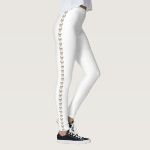 Leggings Blanco con Perlas