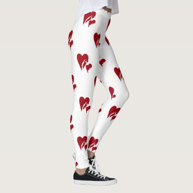 Leggings Blanco con piernas de corazón rojo (Derecha)