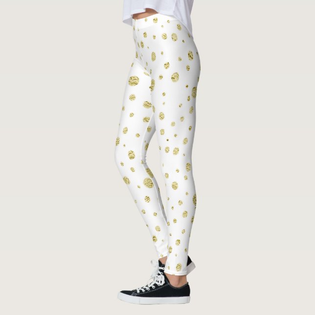 Leggings Blanco con puntos dorados (Izquierda)
