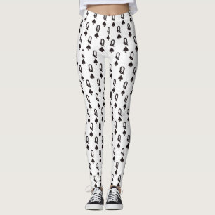 Leggings Blanco de diseño de Reina de espadas