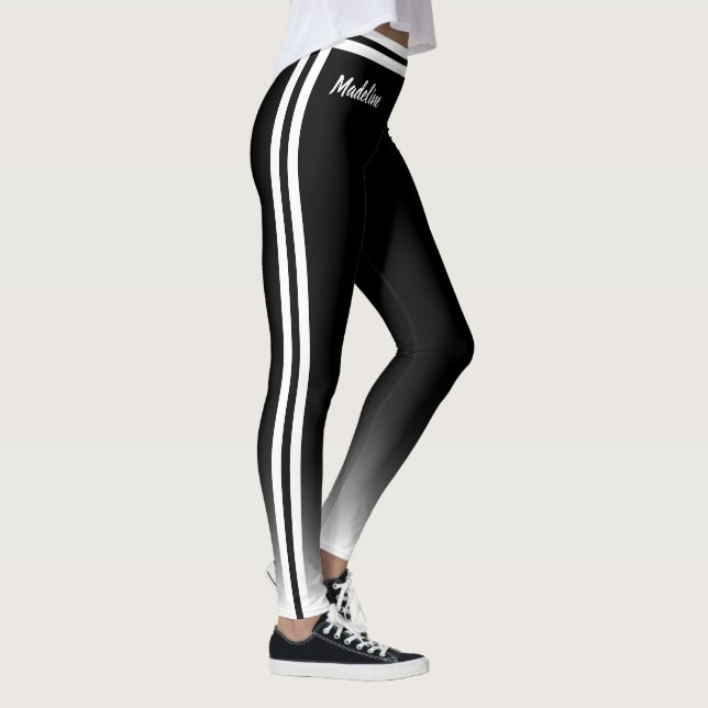 Leggings Blanco degradado con banda de dos caras en negro (Derecha)