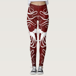 Leggings Blanco del pulpo del Amy en el rojo - polainas